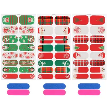 

3 Sheets Nail Art Christmas Nail Decoration Nail Stickers Waterproof Party Exquisite Nail Decals DIY Stickers with Nail Files