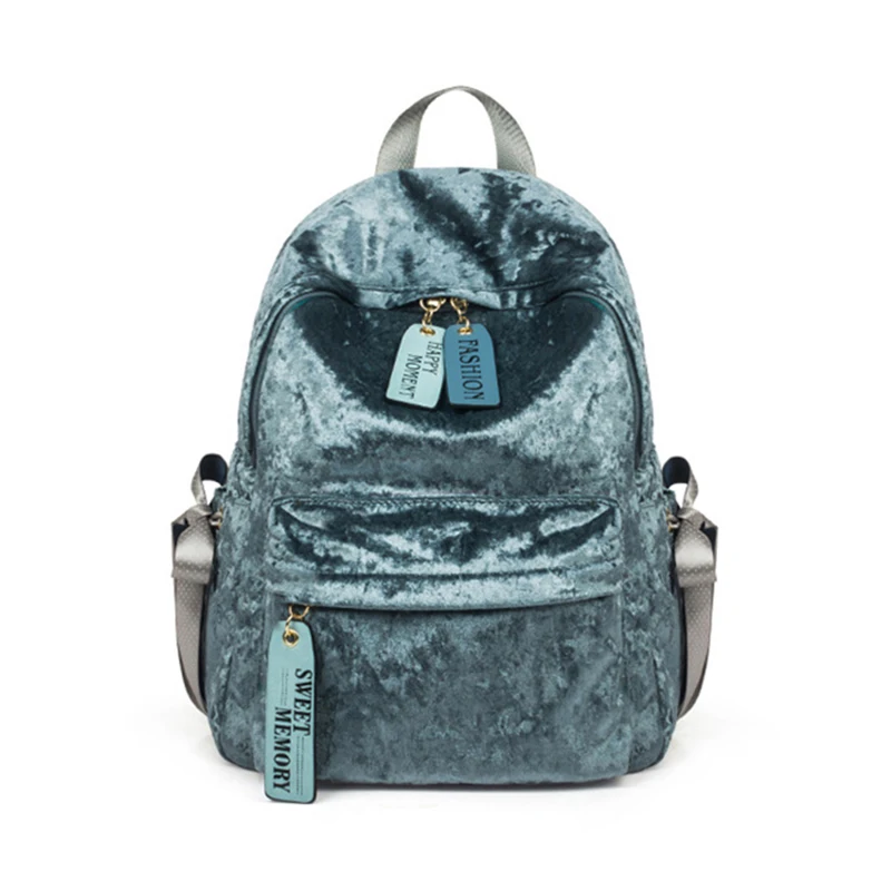 Бархатный женский рюкзак, Модный женский рюкзак, школьный рюкзак для колледжа, Harajuku, дорожные сумки через плечо для девочек-подростков XA569H - Цвет: Gray blue L