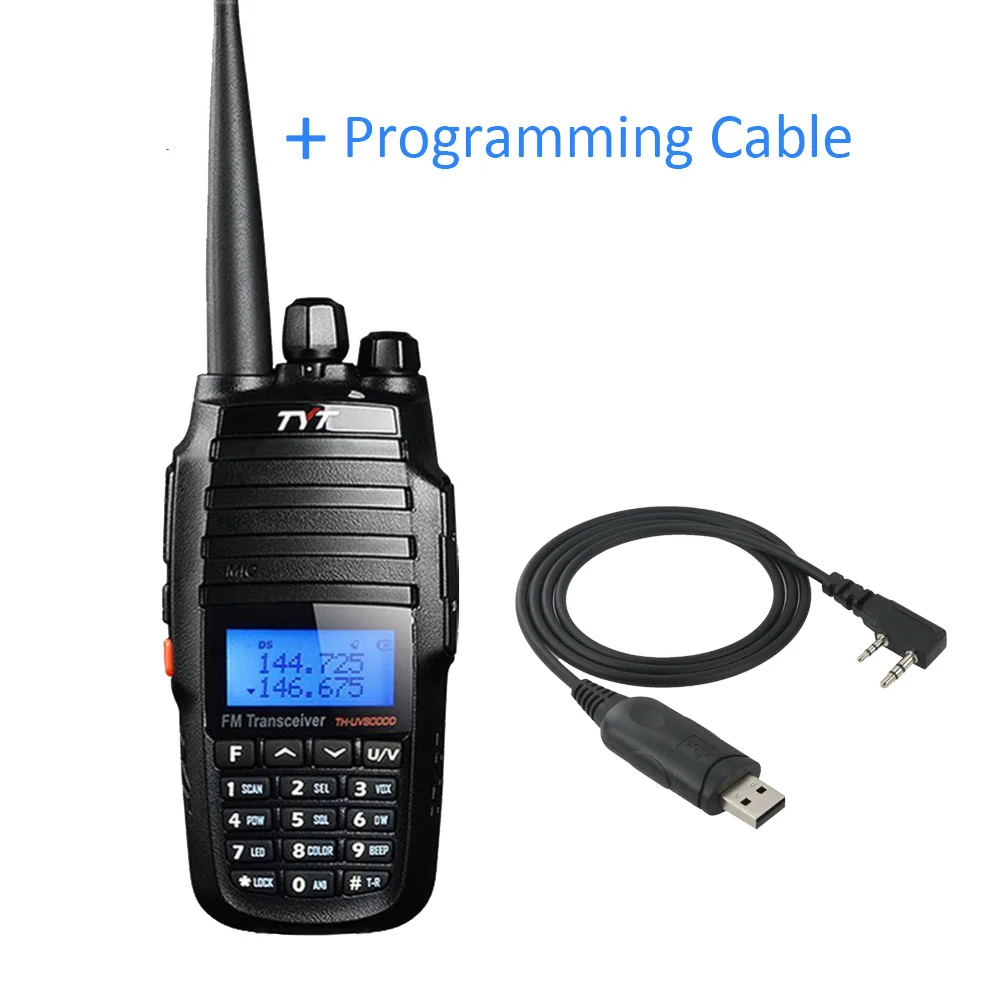 TYT TH-UV8000D рация 10 км VHF 136-174 МГц UHF 400-520 МГц двухдиапазонный портативный радиолюбительский fm-приемопередатчик двухстороннее радио - Цвет: Add Cable