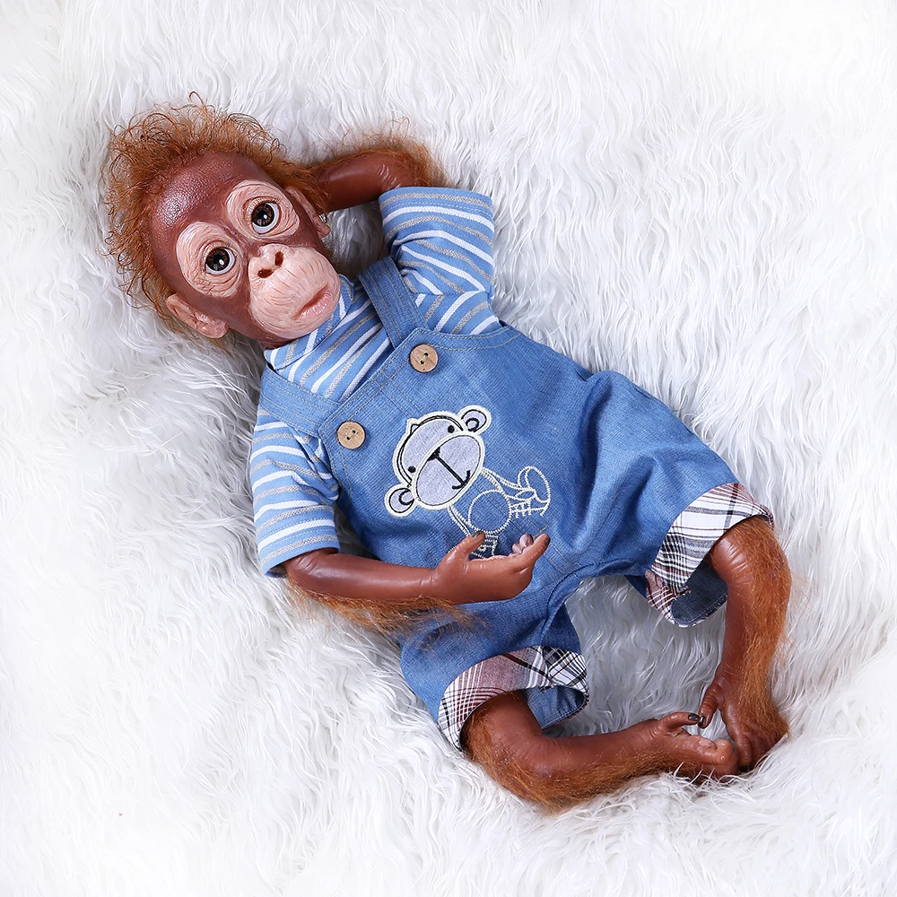 

21 Inch Baby reborn Monkey silicone Doll Toys Cloth Body realistic orangutans doll Cosplay Apes Boneca macaco children gift