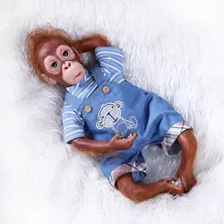 21 дюймов reborn Baby обезьяна силиконовые куклы игрушки ткань средства ухода за кожей Реалистичная игрушка "орангутанг" Косплэй обезьян Boneca