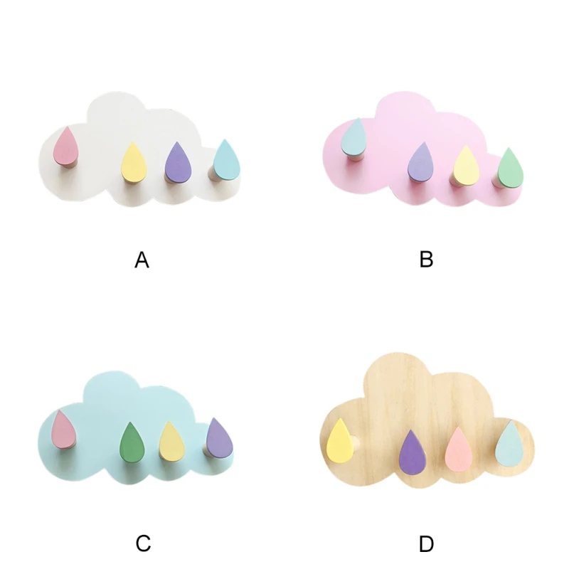 

Creative Star Moon Cloud Shape Wall Mounted Key Clothes Holder Nail Free 4 Hooks Moisture Proof Multi Functional Hooks Hanger