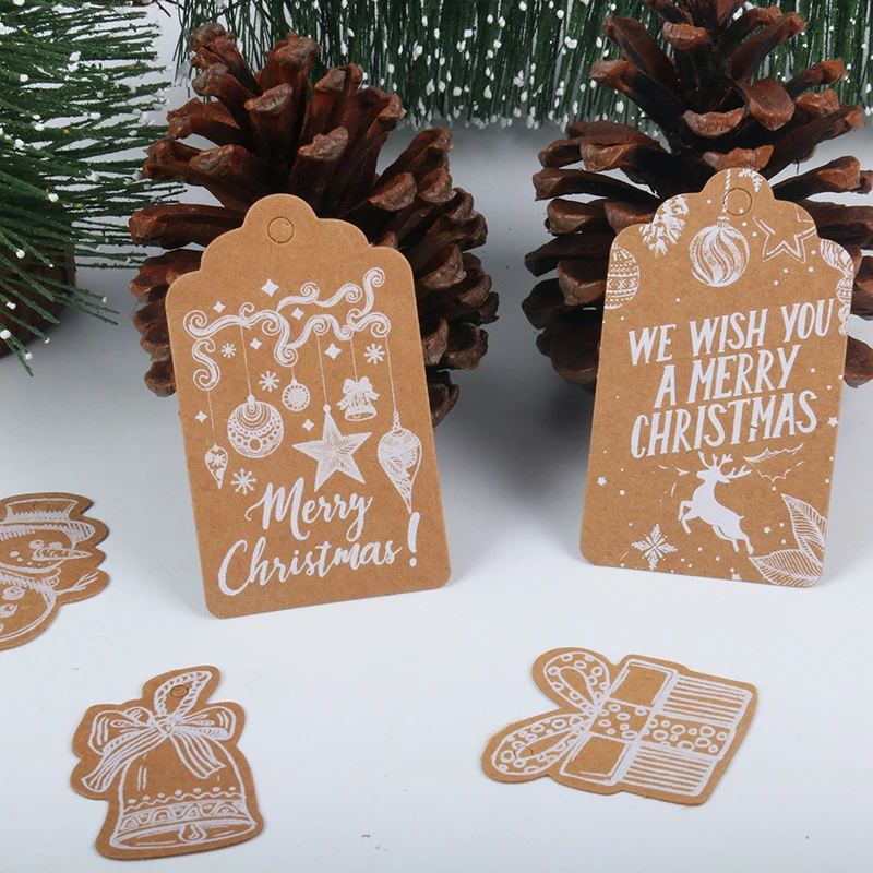 50pcs christmas decorations paper cards xmas merry christmas decor for home scrapbooking Navidad label noel tag natal new year