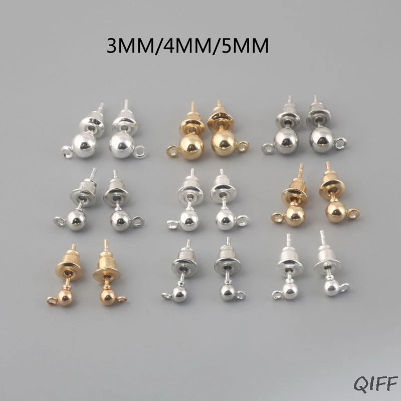 

50 Sets Earring Studs Ear Pin Ball Post with Earring Backs DIY Jewelry Findings