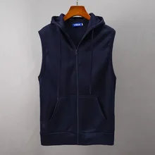 Autumn Clothing Men's Hooded Solid Color Waistcoat Men Zipper Casual Slim Fit Sleeveless Hoodie Men'S Wear A36