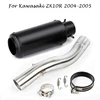 For Kawasaki Ninja ZX-10R ZX10R 2004 2005 Motorcycle Exhaust Muffler Vent Pipe Black Middle Connect Link Pipe Slip On