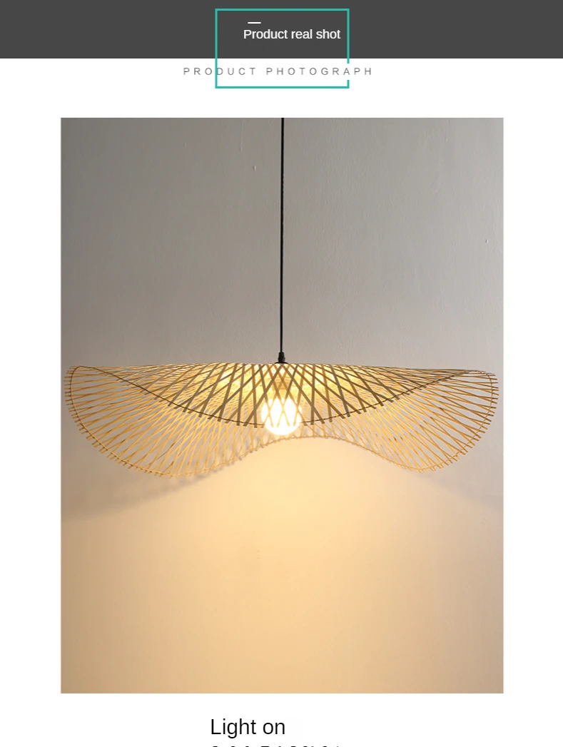 Chinese Style Bamboo Woven Wicker Pendant Lights Natural Rattan Shade Cap Hanging Lamp Restaurant Hotel Bedroom Lighting Fixture