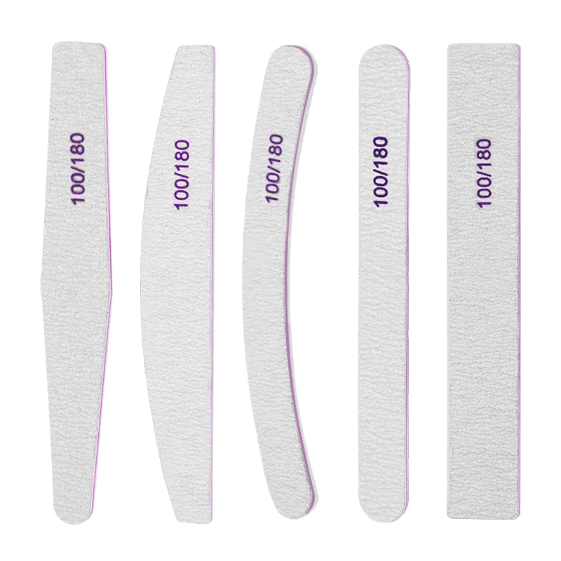 Juego de limas para uñas 100/180, juego de limas para manicura, tope de lijado de doble cara, grises, 5 uds.