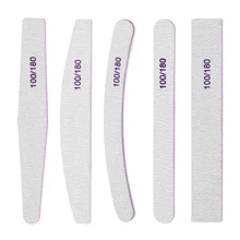 5Pcs Sandpaper Nail File Set 100/180 Double Side Sanding Buffer Block Grey Nail Files For Grinding Polishing Gel Manicure Tools