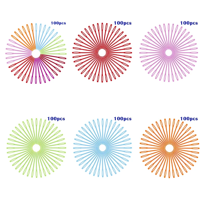 100 шт./компл. DIY Пластик иглы гобелен швейная шерстяной пряжи для детей инструмент для вязания крючком детские цветные Пластик иглы