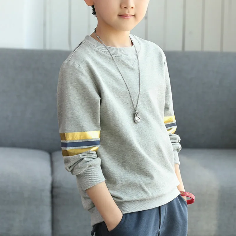 

Boy spring and autumn bottoming shirt 2020 spring new Korean version kids O-neck full T-Shirt