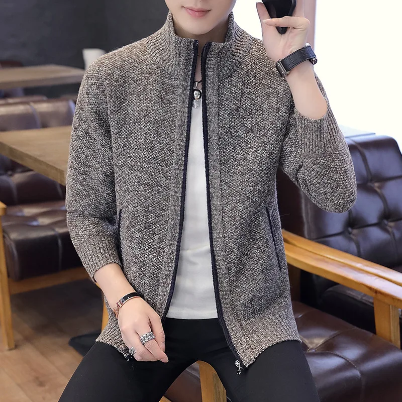 Fall and Winter 2019 Men's New Sweater Fashion Leisure Jacket Knitted Sweater Cardover Men's Sweaters