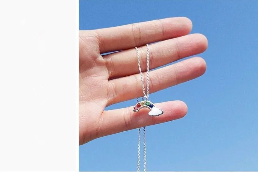 Новые Изысканные Радужные облака ожерелья с подвесками для женщин тренд короткая цепочка на ключицы 925 стерлингового серебра ювелирные изделия SAN152