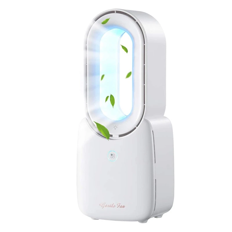 Table Fan With LED Lights Bladeless Leafless Design Portable Rechargeable USB Desk For Home & Office | Бытовая техника