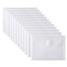 12PCS/Set 14x19 CM Clear Plastic Small Envelopes with Hook & Loop Ploy Envelope for Receipe/Check/ Cards/ Photos/ Dies & Stamp