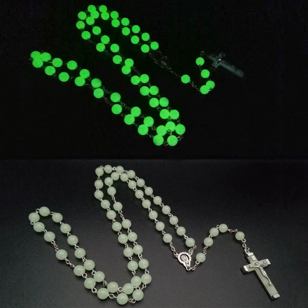 8mm Fashion Handmade Round Crystal Beads Catholic Rosary Quality Cross Bead Necklace With Cross Religious Pendant