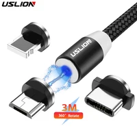 USLION-كابل شحن مغناطيسي Micro USB/Type-c (S10/S9) ، كابل شاحن مغناطيسي لهاتف iPhone XS/XR/8/7