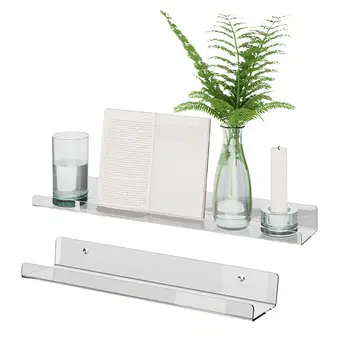 

Home Office Book Storage Rack Photo Collection Acrylic Wall Floating Ledge Shelf Kid Bookshelf Spice Rack Invisible Clear Bathro
