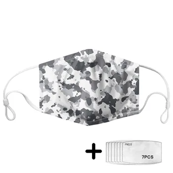 

Classic Camouflage Style Women/Men Mouth Mask Dustproof Face Mouth Mask with 7 Filters Non-disposable Soft Elastic Mask Masque