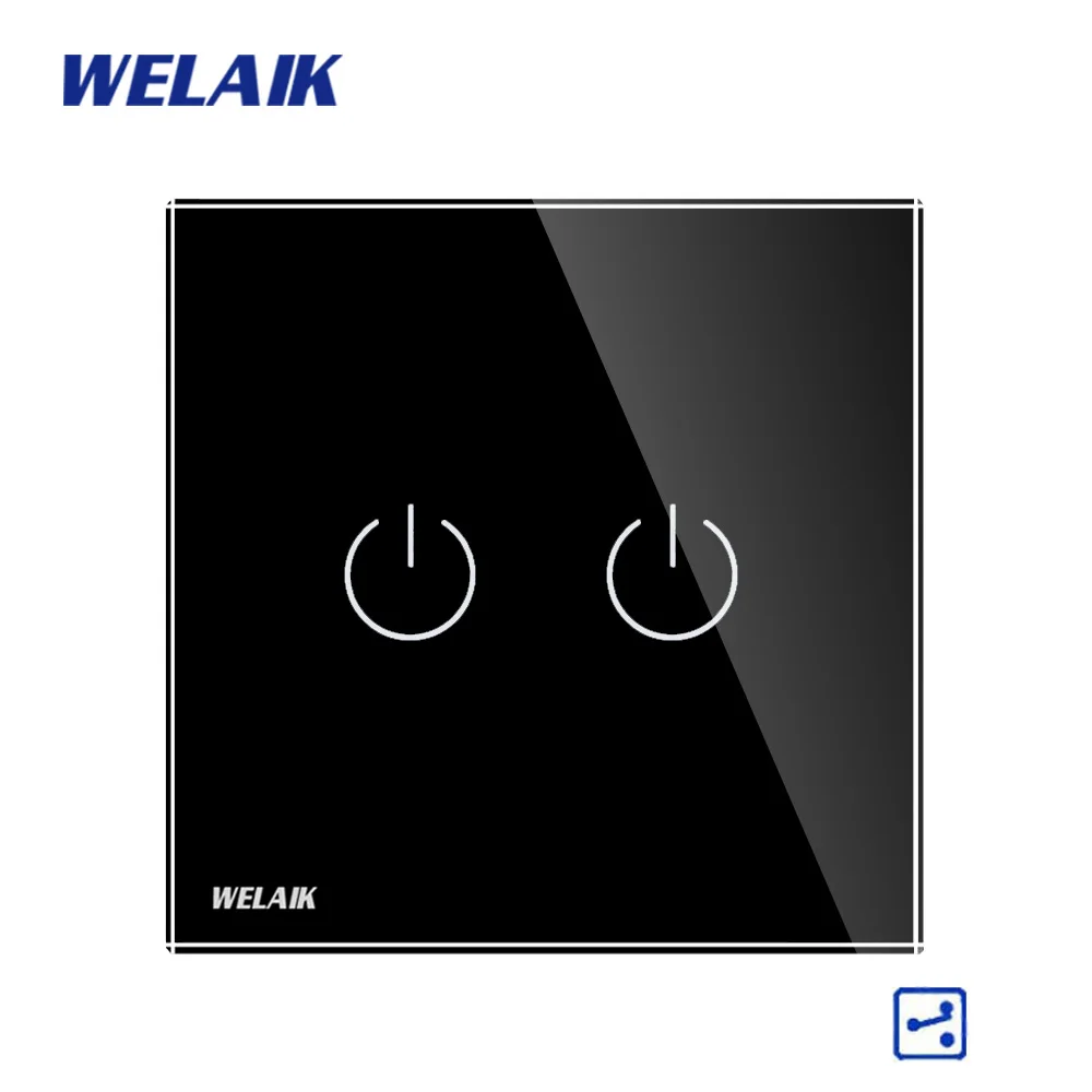 Welaik Кристалл Стекло Панель переключатель Белый настенный выключатель ЕС сенсорный выключатель Экран настенный выключатель света 2gang2way AC110~ 250 В a1922cw/b