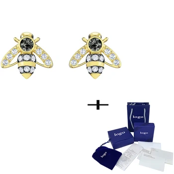

SWA Fashion High Quality Crystal Bee Ear Stud Personality Simple Ladies Luxury Jewelry To Give Girlfriend Anniversary Gift