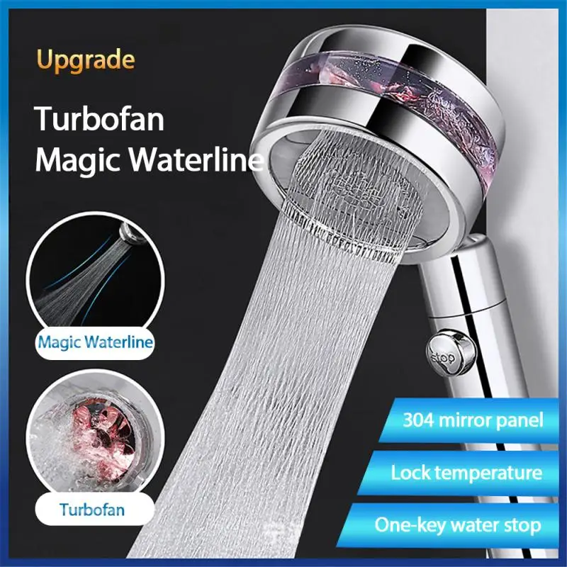Water stop shaking head shower High pressure water saving bathroom booster Adjustable 8K mirror SPA nozzle Shower Head | Обустройство