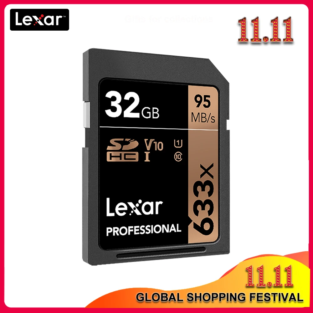 Оригинальная Lexar 633x sd-карта 16 ГБ 32 ГБ 64 Гб класс 10 SD SDHC SDXC карта памяти 128 ГБ 256 ГБ 512 ГБ для цифровых зеркальных камер/HD Камер