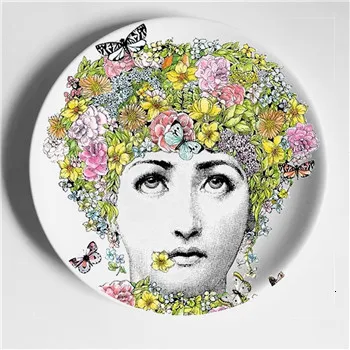 Fornasetti тарелки керамические украшения фарфоровое блюдо декоративные настенные подвесные тарелки украшения гостиной Декор стола в комнате ручной работы - Цвет: 27