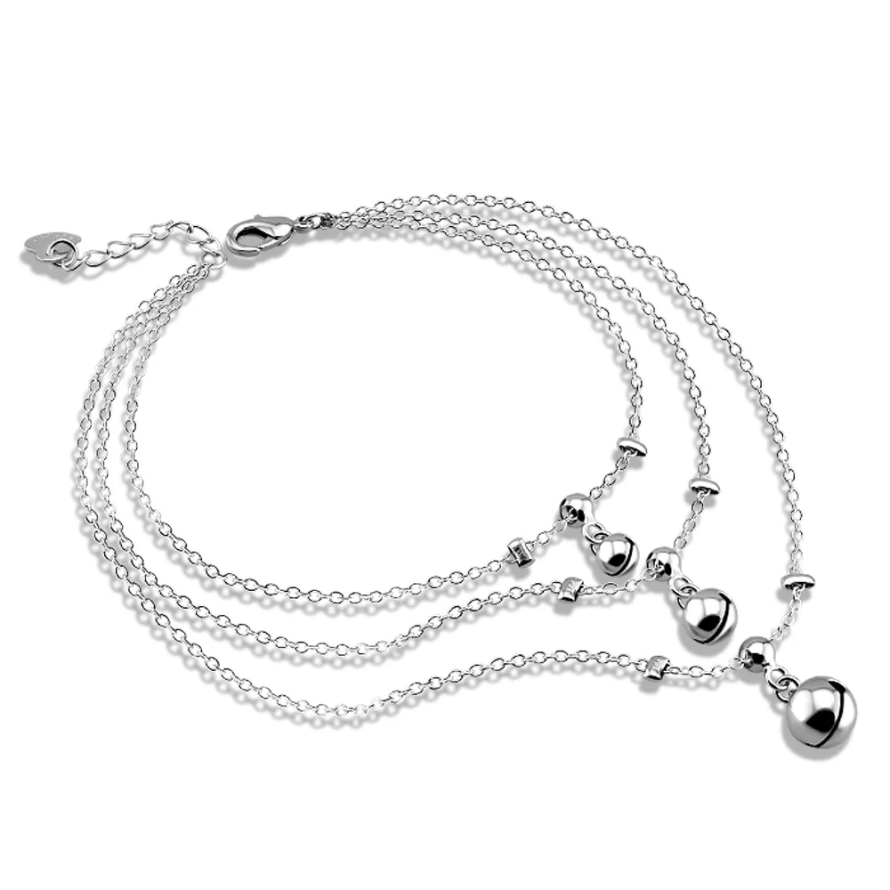 Bohemia silver tassel anklets solid 925 sterling silver women anklets 27cm bells anklets charming lady jewelry accessories Bohemia silver tassel anklets solid 925 sterling silver women anklets 27cm bells anklets charming lady jewelry accessories