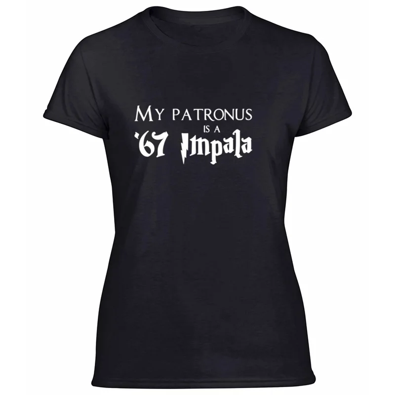 

Customize Designing Impala Patronus T-Shirt For Women 100% Cotton Harajuku Women T Shirts Solid Color 2019 Short-Sleeve