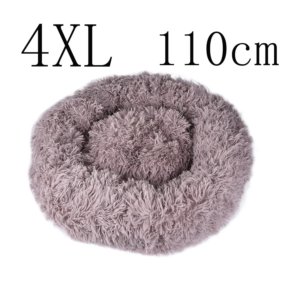 Brown 4XL Круглая кровать для домашних животных моющиеся туалетные наборы Длинные Плюшевые собачки кошки супер мягкие хлопковые зимние теплые спальные коврики диван для кошек гнездо - Цвет: Brown 4XL