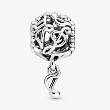 

2020 New Authentic 925 Sterling Silver Openwork Music Notes Charm Pendant Beads Fit Original Pan Bracelet DIY Jewelry Making