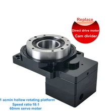 

60mm servo motor 18:1 gearbox 360 degree turntable High precision 1 arcmin hollow rotating platform divider replace DD motor
