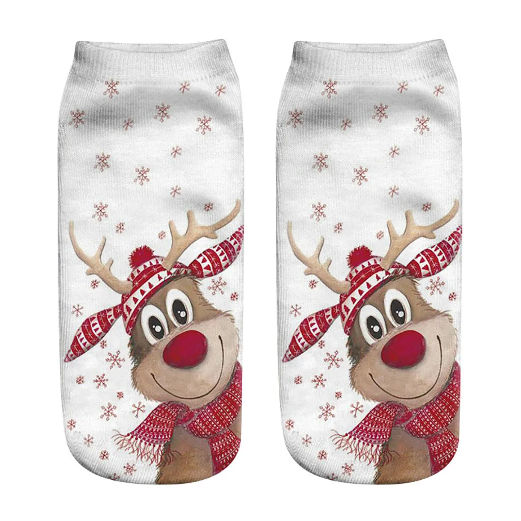 Рождественские носки Модные забавные Женские носочки унисекс с 3D принтом милые короткие носки для мужчин и женщин повседневные короткие носки