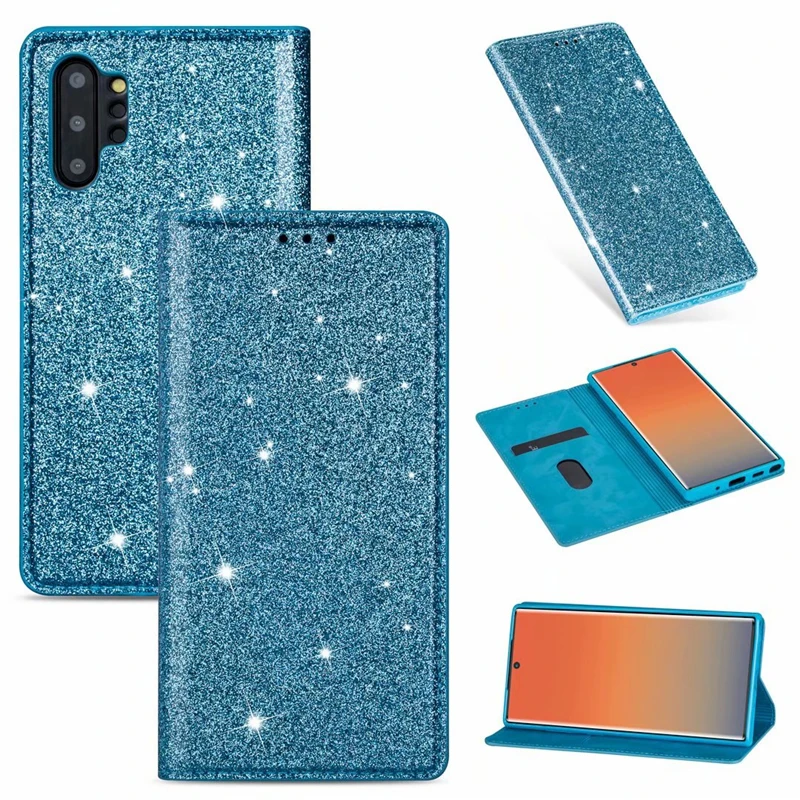 Модный Тонкий блестящий чехол из искусственной кожи с откидной крышкой для Samsung