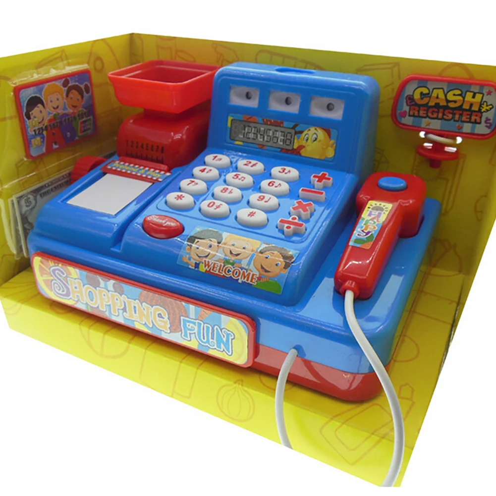 Kids Cash Register Toy Child Simulated Music Light Market Cash Register Kids Role Play Puzzle Toy Gift Early Educational Toys 4