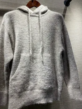 

Autumn Winter New Pattern Fashion Classic Trendy Brand Versatile Leisure Time Easy Women's Woolen Drawstring Hooded Sweate