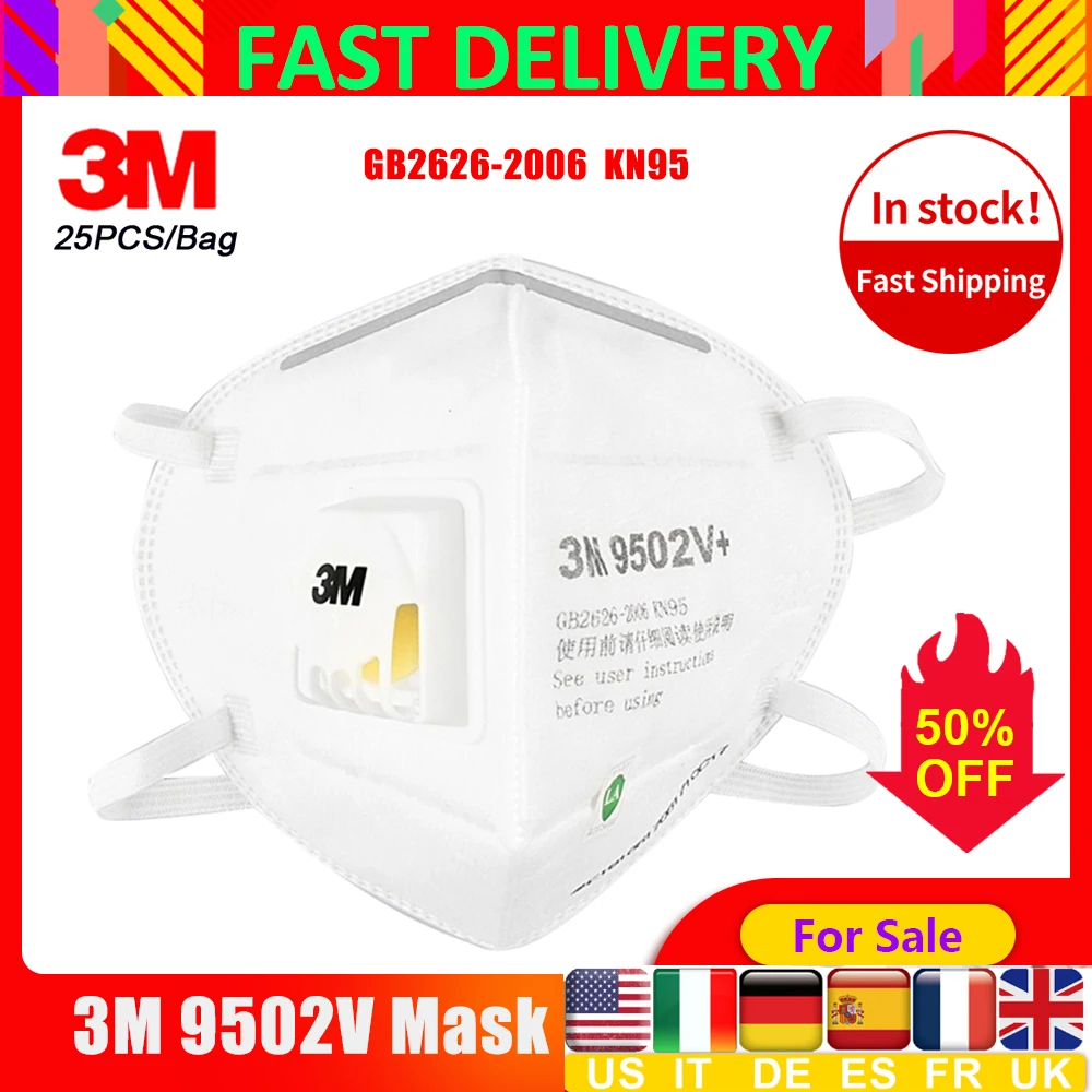 

3M 9502V N95 Mask KN95 Face Mask Mascarillas Respirator Safety Mouth Masks Disposable Mask Respirator Features As Kf94 Ffp2 Ffp3