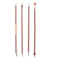 Rose Gold 4pcs/set Blackhead Comedone Acne Pimple Belmish Extractor Vacuum Blackhead Remover Tool Spoon for Face Skin Care Tool 4