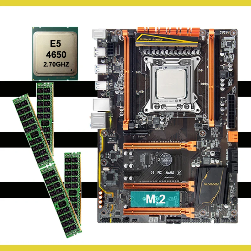 ^Cheap Buy discount computer hardware brand HUANANZHI X79 deluxe motherboard with M.2 slot CPU Intel Xeon E5 4650 RAM 32G(4*8G) RECC