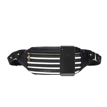 

Striped Waist Bag Shoulder Bag Chest Bag Ladies Phone Bag Fashion Men's Waist Bag Simple Chain Leather Cross-Body Bag Chest Bag