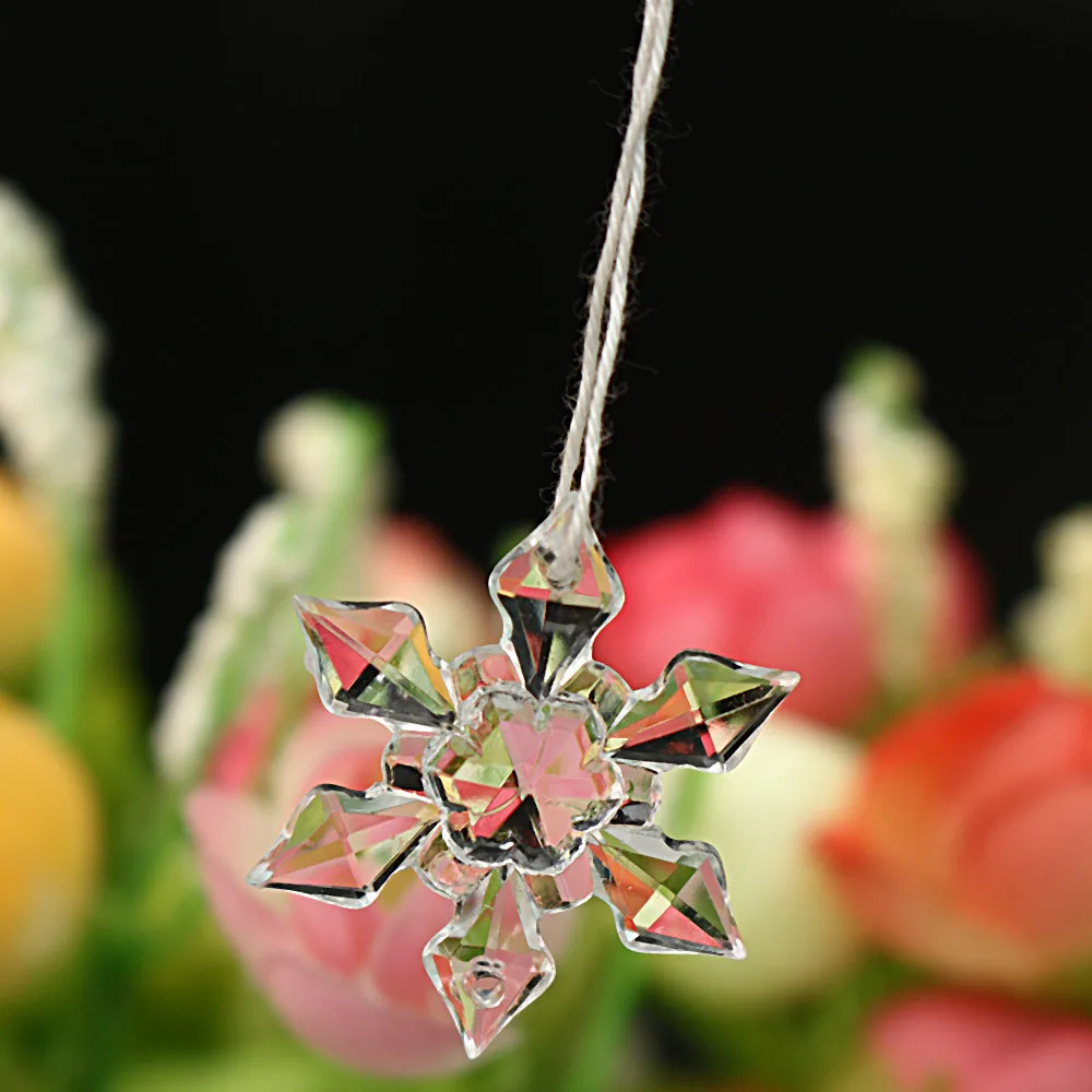 12 шт Рождественские снежинки прозрачные акриловые кристаллы-стразы для рождественской елки кулон своими руками, декоративная поделка Скрапбукинг Декор#37