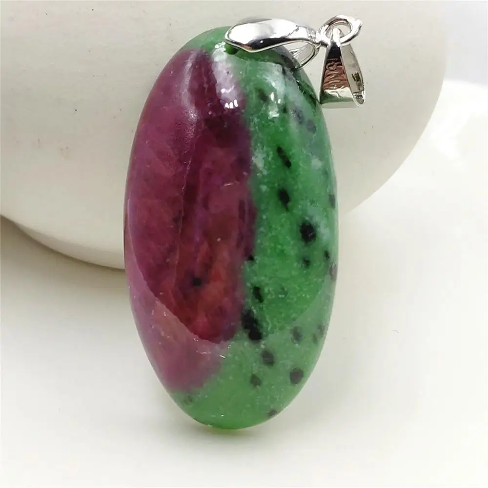 

Natural Ruby Zoisite Pendant Oval Women Men Crystal 39x21x9mm Gift Necklace Pendant Jewelry AAAAA