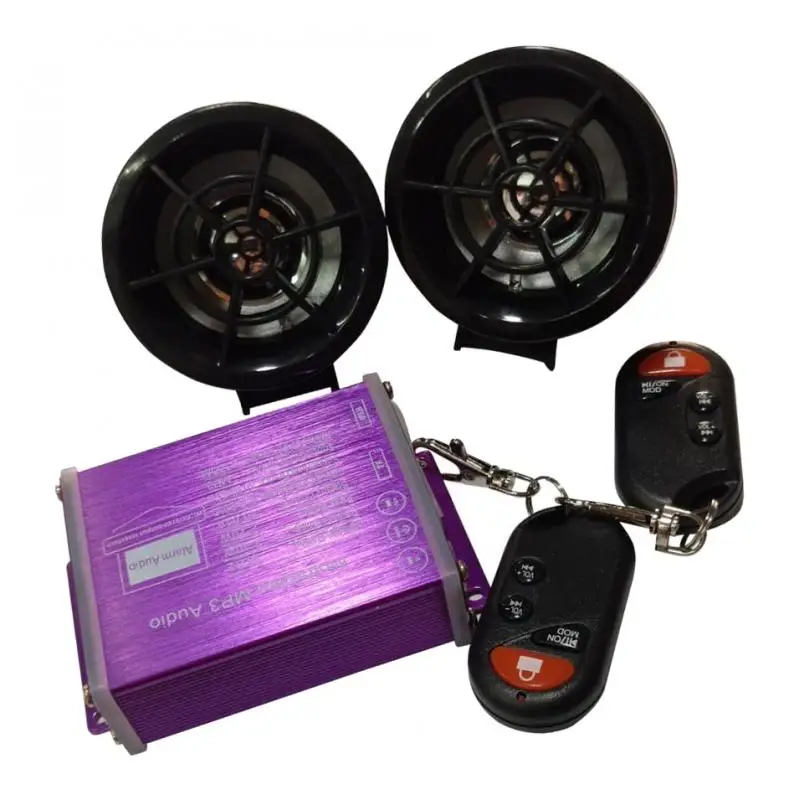 Waterproof Motorcycle Stereo Speakers Audio Sound System for ATV UTV and All 12 Volt Vehicles, MP3 Player (Black)