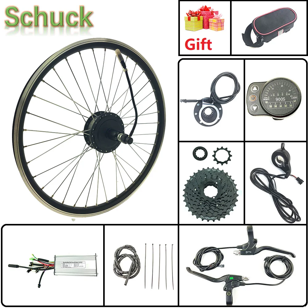 Schuck Ebike Kit Rear Motor Wheel LED900S Display 36V500W Gear Motor Electric Bicycle Conversion Kit photo