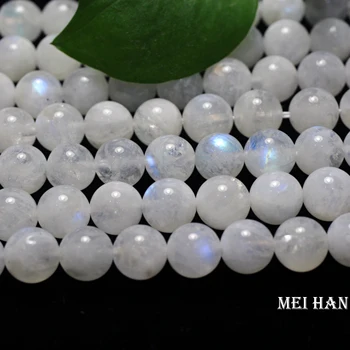 

Meihan Free shipping (1 strands/set) natural AAA 9.5-10mm rainbow moonstone smooth round beads for jewelry making design DIY