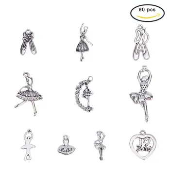 

1 Box Tibetan Style Alloy Pendants Ballerina/Ballet Dancer Shape Hole: 1~2.5mm