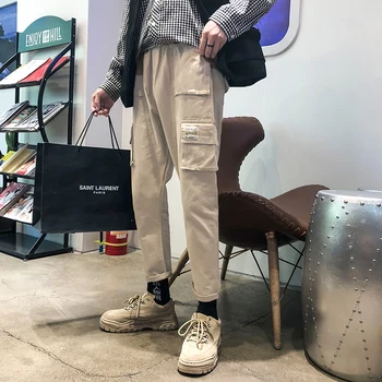 

Autumn pants Korean fashion ulzzang casual all-match Harajuku wind straight ins loose fashion brand overalls men