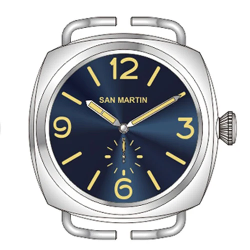 San Martin винтажные часы из нержавеющей стали Кварцевые часы PAM00676 200 водостойкий сапфировое стекло модные наручные часы для мужчин - Цвет: blue with logo