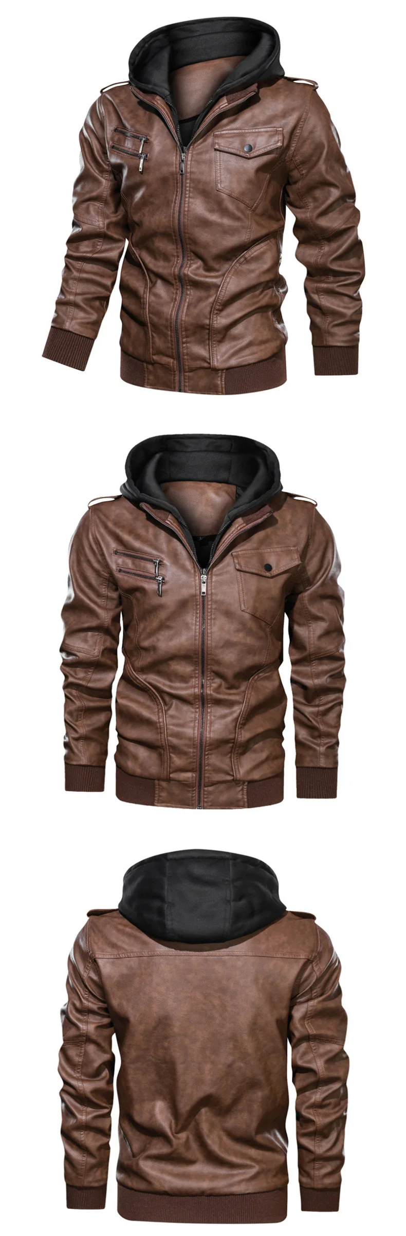 casuais retro motocicleta jaqueta de couro masculino